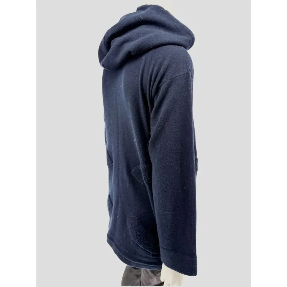 Chanel Navy Blue Cashmere Hoodie with Silver Hardware – Size 36